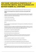 Test Bank For Varcarolis’ Essentials of Psychiatric Mental Health Nursing 5th Edition By Chyllia D Fosbre / ALL Chapters 1-28 /Complete Questions and Answers A+ / 9780323810302 