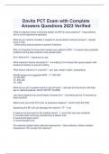 Davita PCT Exam with Complete Answers Questions 2023 Verified