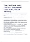 CNA Chapter 4 exam Questions and Answers  (2022/2023) (Verified  Answers)