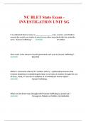 NC BLET State Exam - INVESTIGATION UNIT SG