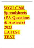 WGU C268 Spreadsheets(PA-Questions & Answers)2023 