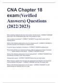 CNA Chapter 18  exam(Verified  Answers) Questions  (2022/2023) 