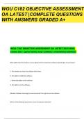 WGU C182 OBJECTIVE ASSESSMENT OA LATEST 2023/2024 | Complete Questions with Answers Graded A+