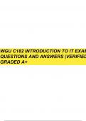 WGU C182 Pre- Assessment Introduction to IT 2023/ 2024 Exam |Actual Exam Questions and Verified Answers | A Grade