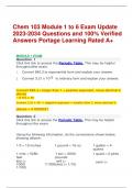 Chem 103 Module 1 to 6 Exam Update 2023-2034 Questions and 100% Verified Answers Portage Learning Rated A+