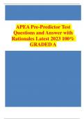 APEA Pre-Predictor Test Questions and Answer with Rationales Latest 2023