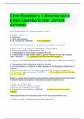 Core Mandatory 1 Assessments Exam Questions and Correct Answers 