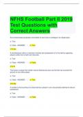 NFHS Football Part II 2019 Test Questions with Correct Answers 