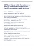 CSP Exam Study Guide-Terms based on study guide for Certified Specialist in Psychometry with Complete Solutions