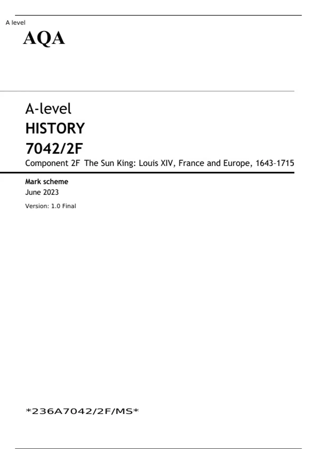 A/AS Level History for AQA The Sun King: Louis XIV, France and