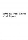 BIOS 255 Week 1 Blood – Lab Report | BIOS255 Week 3 Cardiovascular System Blood Vessels, Lab | BIOS 255 Week 6 Respiratory System - Anatomy Lab | BIOS 255 Week 7 Respiratory System, Physiology - Lab AND BIOS255 Week 4 Lymphatic System - Lab