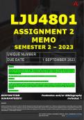 LJU4801 ASSIGNMENT 2 MEMO - SEMESTER 2 - 2023 - UNISA - DUE DATE: - 1 SEPTEMBER 2023 (DETAILED MEMO – FULLY REFERENCED – 100% PASS - GUARANTEED)