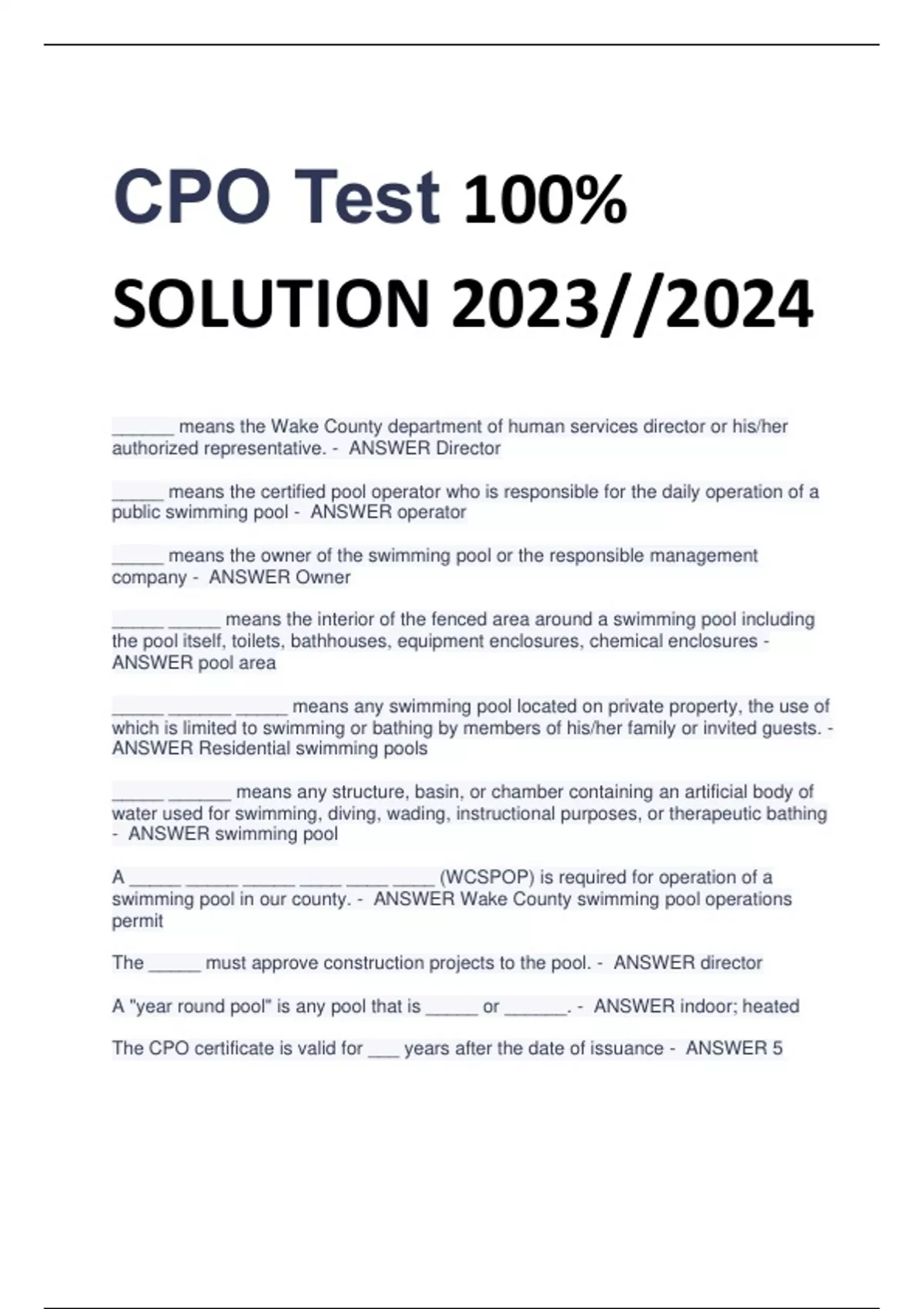 CPO Test 100 SOLUTION 2023//2024/CPO Test 100 SOLUTION 2023//2024