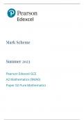 Pearson Edexcel A Level A2 Mathematics 2023 Mark Scheme (9MA0/02: Pure Mathematics)