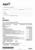 AQA AS SPANISH PAPER 1 2023 QUESTION PAPER (7691/1:  Listening, Reading and Writing)