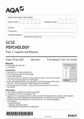 AQA GCSE PSYCHOLOGY PAPER 1 2023 MAY (8182/1: Cognition and Behaviour)