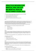 PRACTICE REVIEW FOR  MENTAL HEA 326 ATI RN MENTAL HEALTH PROCTORED EXAM 2023