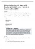 Maternity Nursing (OB Maternal &  Newborn) NCLEX Practice | Quiz 5: 80  Questions latest 2023