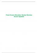 Final Exam Elevator Study Review Exam Update