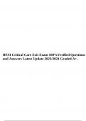 HESI Critical Care Exit Exam 100%Verified Questions and Answers Latest Update 2023/2024 Graded A+, HESI Critical Care Exam Questions with Answers and Rationales Latest Update 2023/2024 (A+) & HESI Critical Thinking Exam 2023/2024 Questions and Answers (10