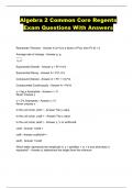 Algebra 2 Common Core Regents Exam Questions With Answers