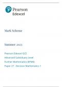 Pearson Edexcel GCE Advanced Subsiduary LevelFurther Mathematics (8FM0) Paper 27 Decision Mathematics 1-SUMMER 2023 MARK SCHEME