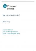 Pearson Edexcel GCE Psychology 9PS0-03 Paper 3 Psychological Skills -JUNE 2023 MARK SCHEME