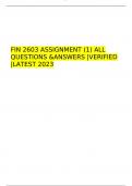 FIN 2603 ASSIGNMENT (1) ALL QUESTIONS &ANSWERS |VERIFIED |LATEST 2023