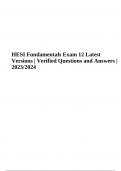 HESI Fundamentals Exam Questions and Answers | Latest 12 Versions 2023/2024 | Complete Graded A+