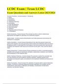 LCDC (Texas LCDC) Exam Questions and Answers | Latest 2023/2024 | GRADED