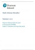 Pearson Edexcel GCE AS Level In Economics B paper 1 Markscheme  2023 (9EB0/01 :Markets and how  they work)