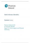 Pearson Edexcel GCE In Chemistry Markscheme Paper 1 2023 (8CH0/01 :Core Inorganic and Physical Chemistry)