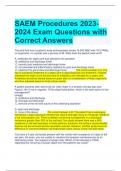 SAEM Procedures 2023-2024 Exam Questions with Correct Answers 