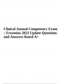 Clinical Annual Competency Exam – Fresenius 2023|2024 Update Questions and Answers Rated A+