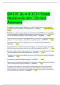 BA109 Quiz 9 2023 Exam Questions and Correct Answers 