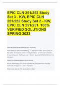 EPIC CLN 251/252 Study Set 3 - KW, EPIC CLN 251/252 Study Set 2 - KW, EPIC CLN 251/251 100% VERIFIED SOLUTIONS SPRING 2023|2024 UPDATE RATED A+