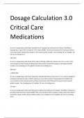 Dosage Calculation 3.0  Critical Care  Medications