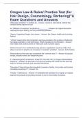 Oregon Law & Rules/ Practice Test (for Hair Design, Cosmetology, Barbering)"A Exam Questions and Answers