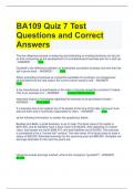 BA109 Quiz 7 Test Questions and Correct Answers