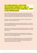 VA CORE MANUAL APPLYING PESTICIDES CORRECTLY UNIT 2. PRINCIPLES OF PEST CONTROL|UPDATED&VERIFIED|100% SOLVED|GUARANTEED SUCCESS