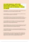 VA CORE MANUAL APPLYING PESTICIDES CORRECTLY UNIT 1. PESTICIDE USE IN VIRGINIA|UPDATED&VERIFIED|100% SOLVED|GUARANTEED SUCCESS