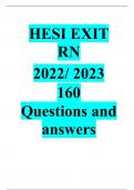 hesi exit rn exam 2022/2023 | 100% Verfied Questions  and Answers