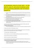 ATI RN MENTAL HEALTH STUDY 2023 – ATI RN MENTAL HEALTH 2023/2024 NURSING GUIDE WITH QUESTIONS,ANSWERS AND RATIONALE GRADED A+