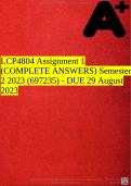 LCP4804 Assignment 1 (COMPLETE ANSWERS) Semester 2 2023 (697235) - DUE 29 August 2023