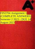 FIN3704 Assignment 1 (COMPLETE ANSWERS) Semester 2 2023 - DUE 14 August 2023