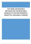 TEST BANK FOR RESEARCH METHODS FOR THE BEHAVIORAL SCIENCES 5TH EDITION FREDERICK J GRAVETTER, LORI-ANN B. FORZANO