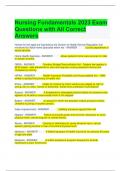 Nursing Fundamentals 2023 Exam Questions with All Correct Answers 