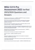 WGU C213 Pre  Assessment 2022 Verified  2023/2024 Questions and  Answers