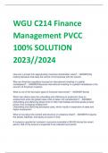 WGU C214 Finance  Management PVCC 100% SOLUTION  2023//2024