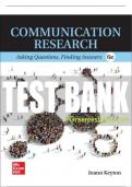 Test Bank For Communication Research: Asking Questions, Finding Answers, 6th Edition All Chapters - 9781266143724